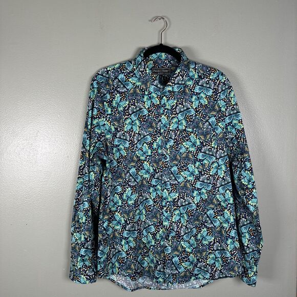 Paisley & Gray Men’s Large-17 Slim Fit Spring Summer Butterfly Print Button Down - Picture 1 of 10